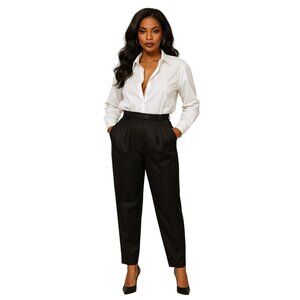 Mondi Black Wool Blend Pleated Trousers Size 36 Classic Pants Work Italy Luxury